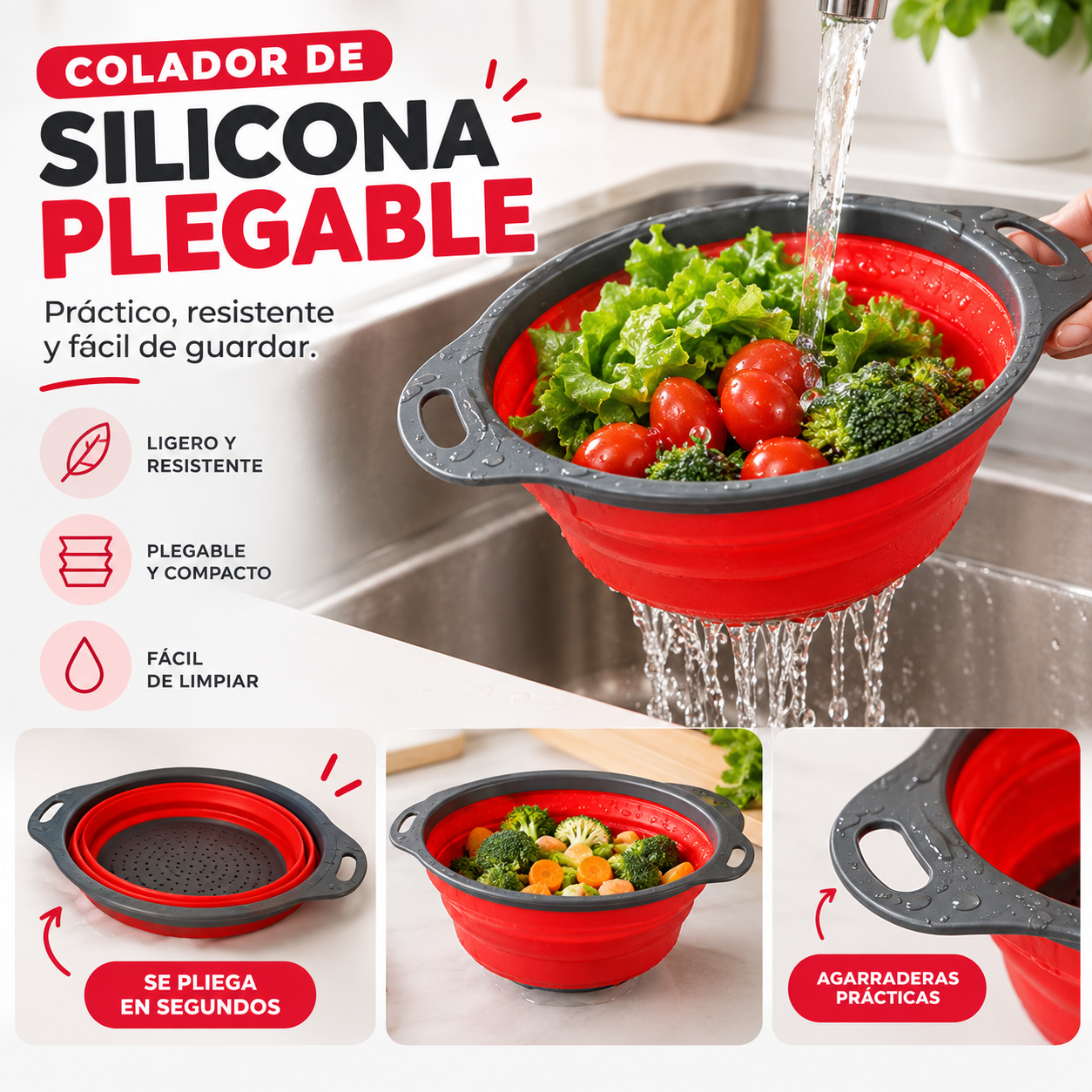 Colador De Silicona Plegable